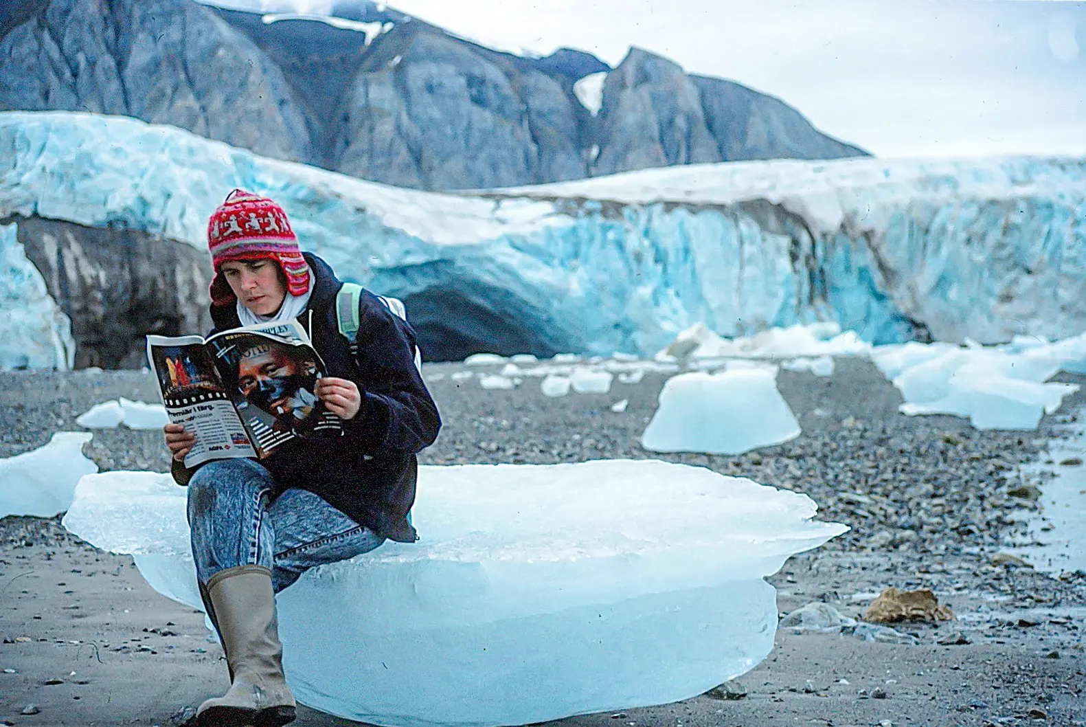 Ice floes drifting in front of a glacier